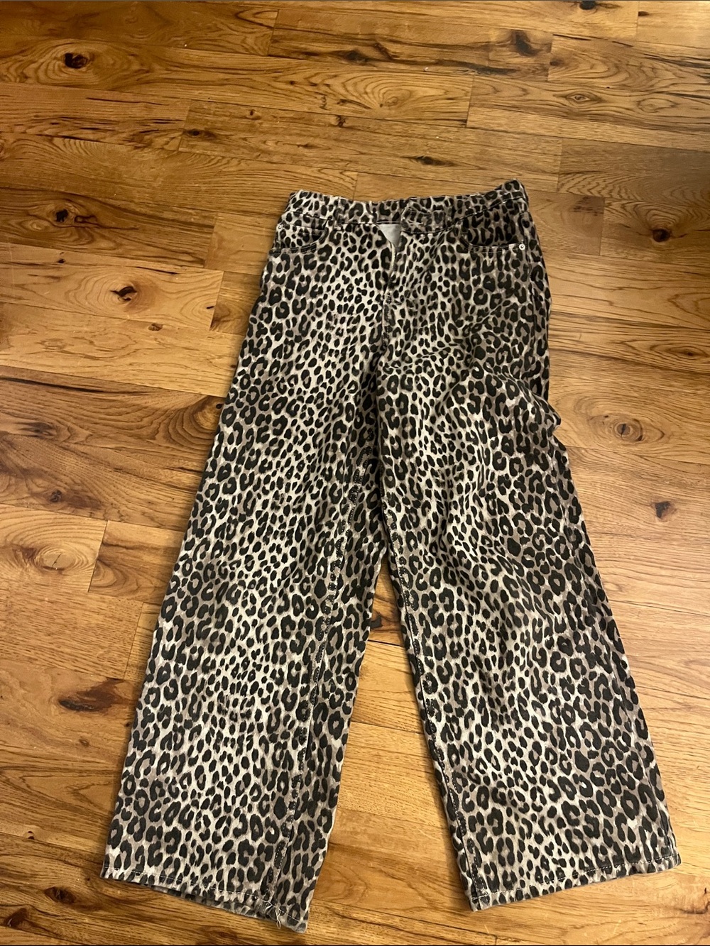 Zara Leopard Print Wide Leg Pants - Tan & Black